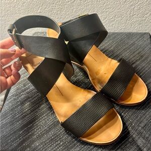 Dolce Vita Black Crisscross Wedge Sandals